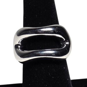 Ring Silver Tone Hollow Smooth Geometric Stainless Steel Chunky Ring